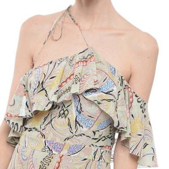 NEW ETRO Women's One Shoulder Silk Dress Multicolor Size 12 - Picture 3 of 16